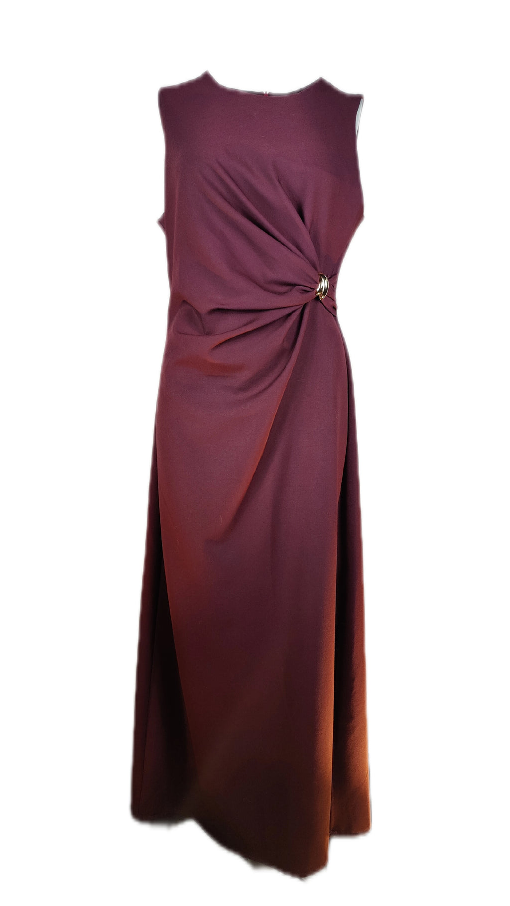 Kjole med Draperet Talje og Metal-Spænde – Bordeaux – OneSize/L