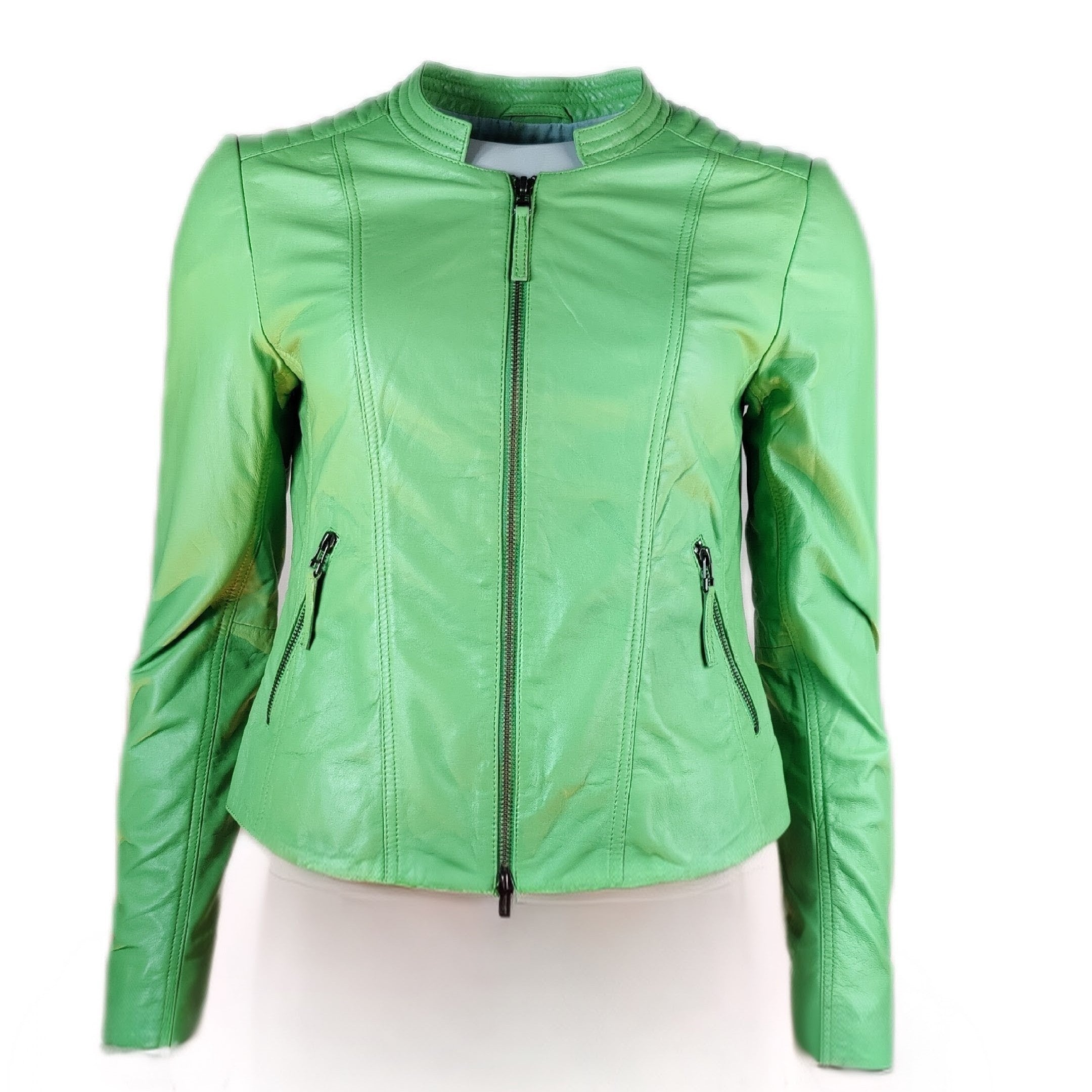Kort grøn lammeskindsjakke, begrænset antal