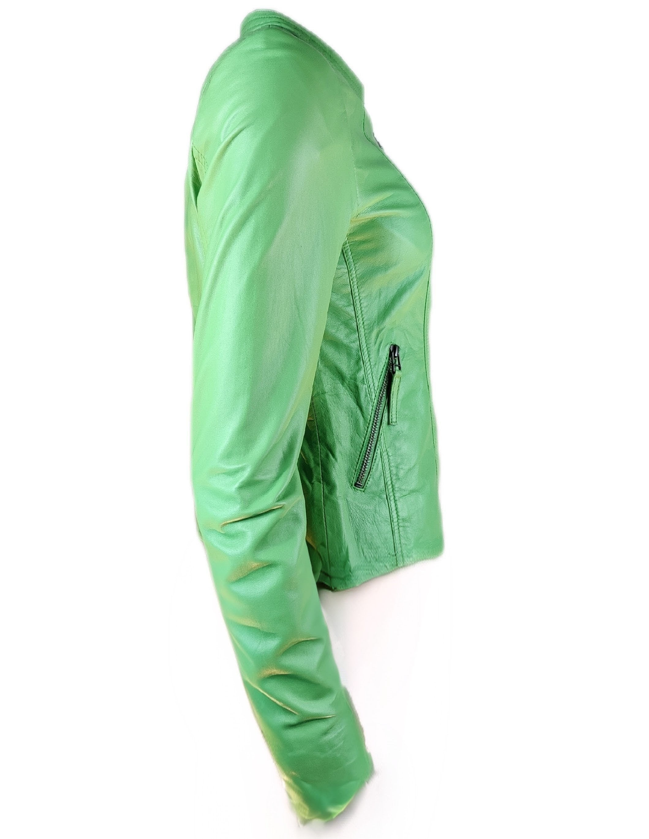 Kort grøn lammeskindsjakke, begrænset antal