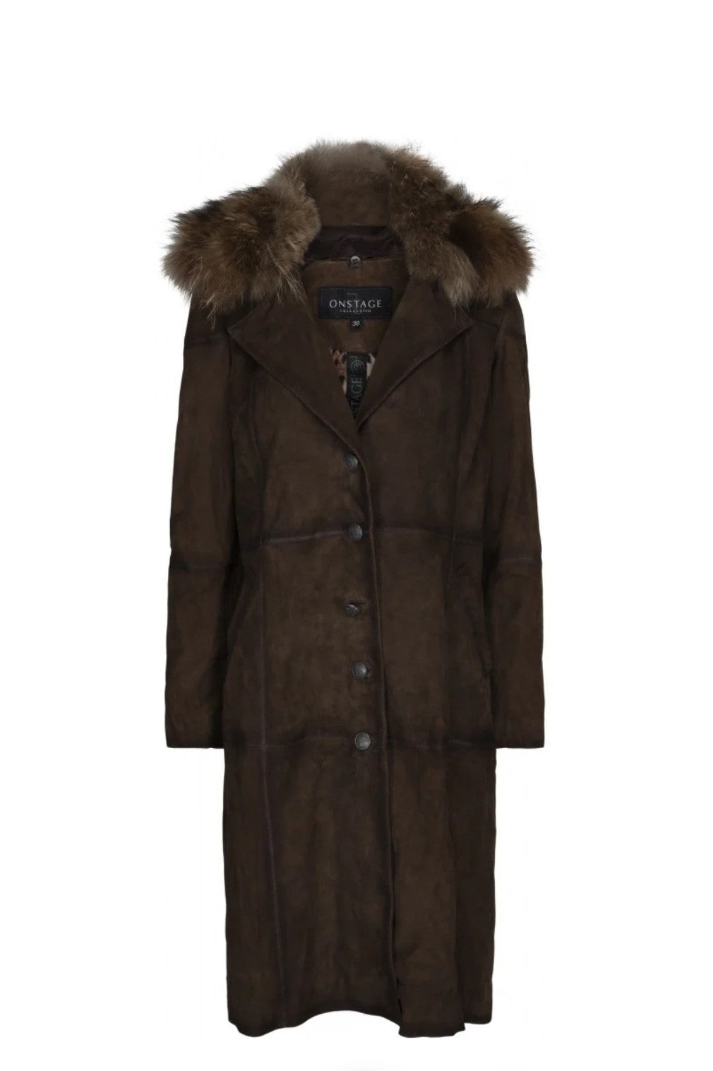 OnStage Goat Suede frakke med vaskebjørnskrave