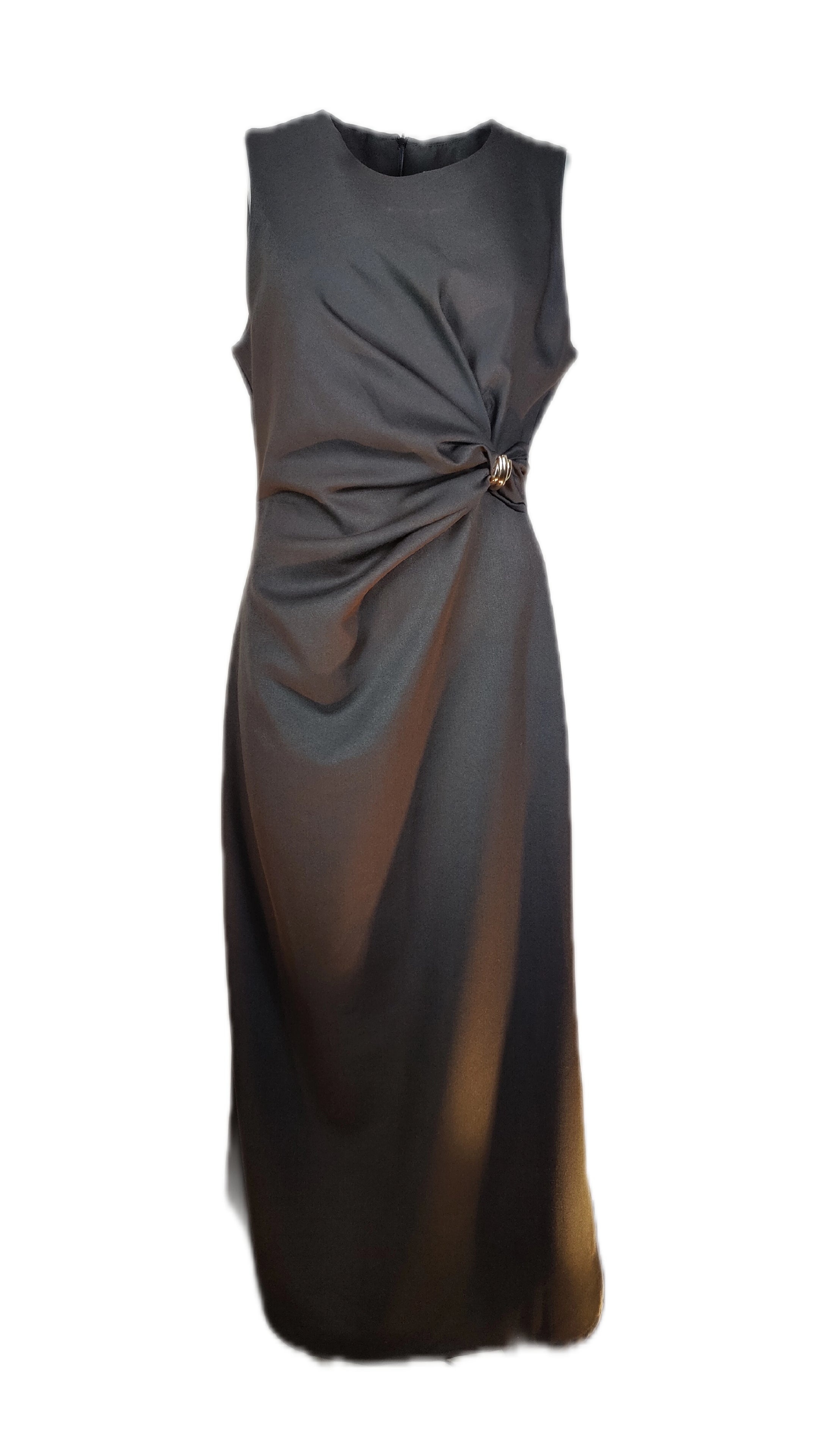 Kjole med Draperet Talje og Metal-Spænde – Sort – OneSize/L