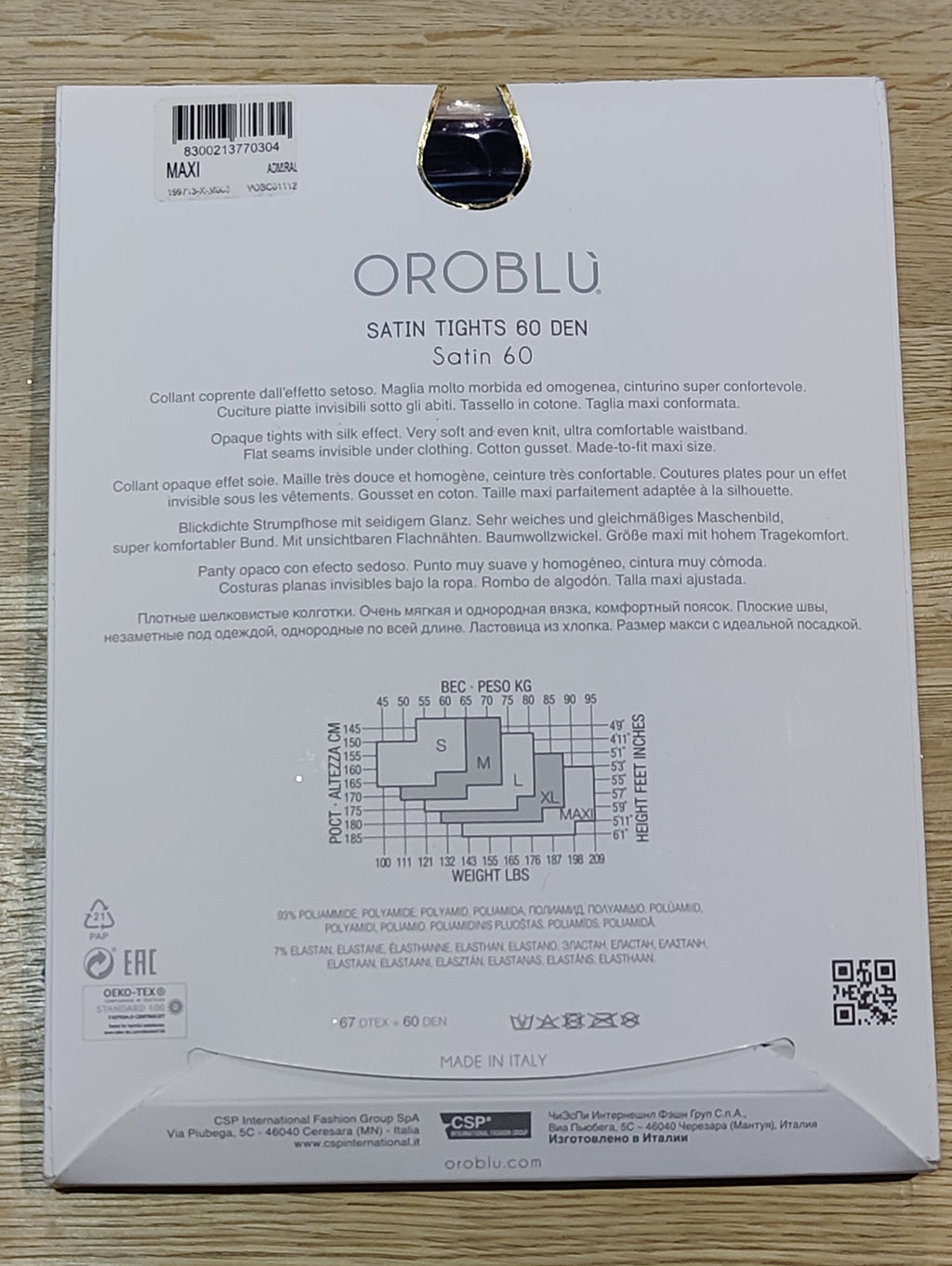 Oroblù Satin 60 – Satin strømpebukser 60 den (Admiral, Maxi)