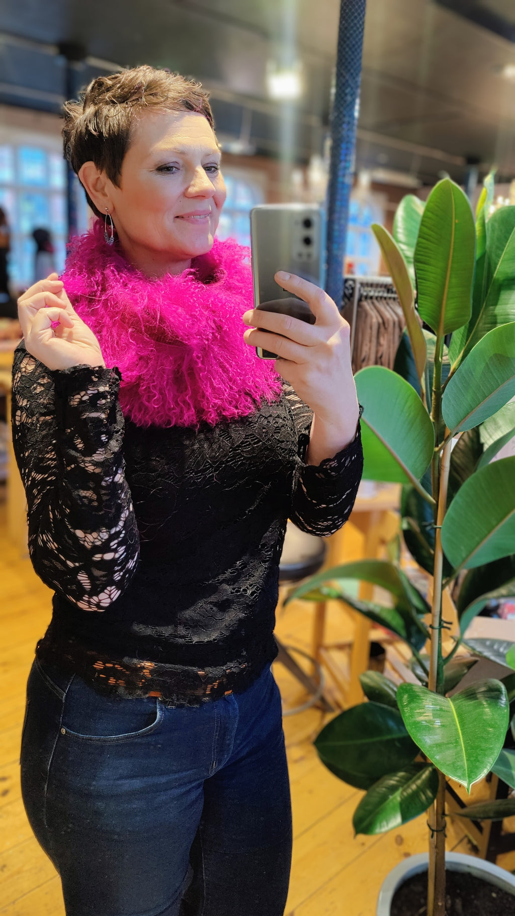 Pelskrave fra tibetansk får - fuchsia