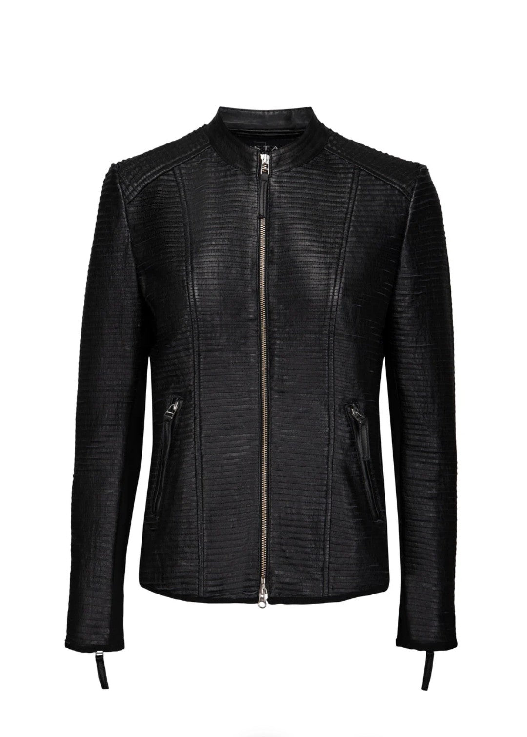 Tulle skindjakke – Sort lammeskind med påsyede frynser og stretch