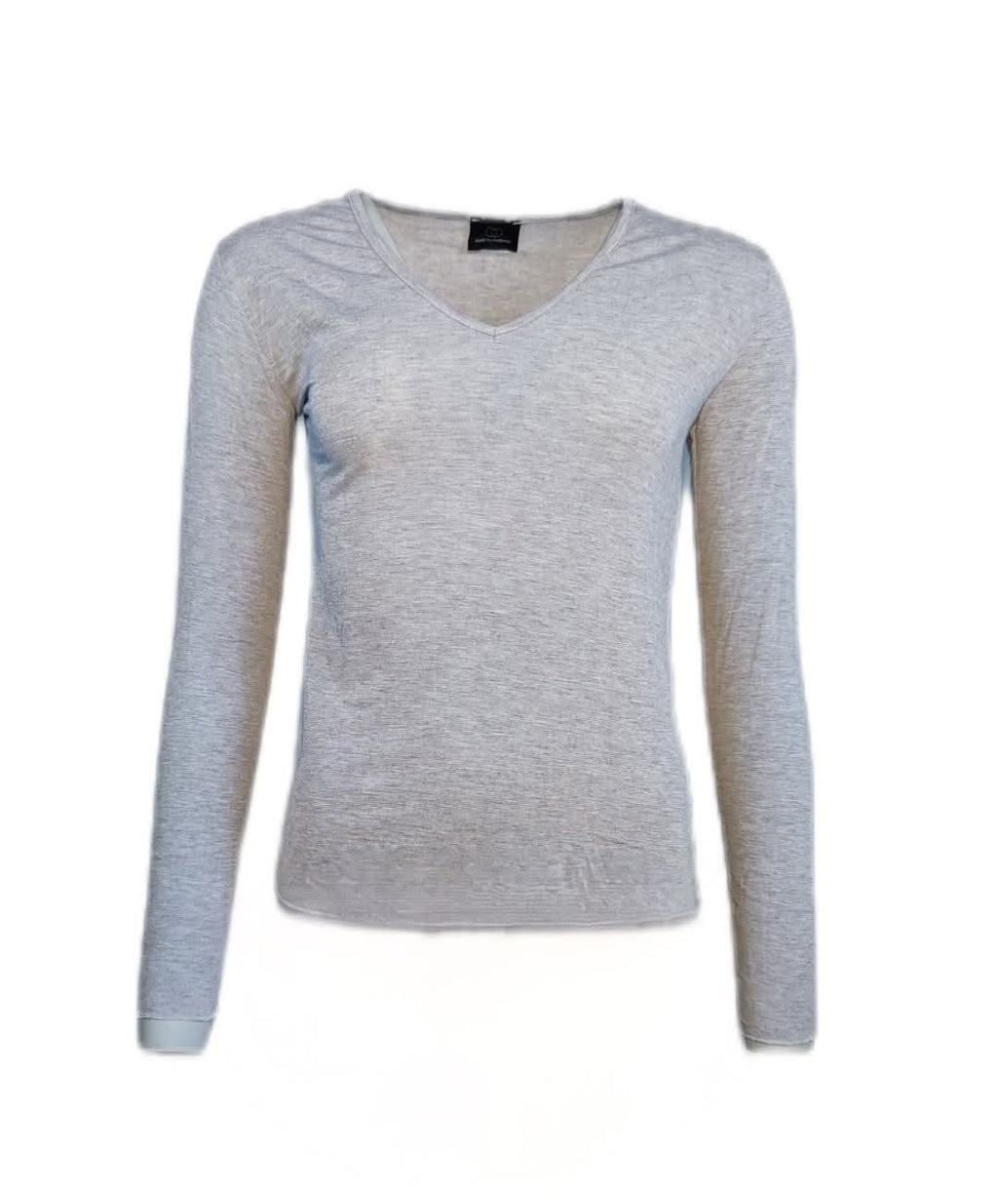 V-neck Basic Bluse, Grå, i Viscose Cashmere | Made by Andersen