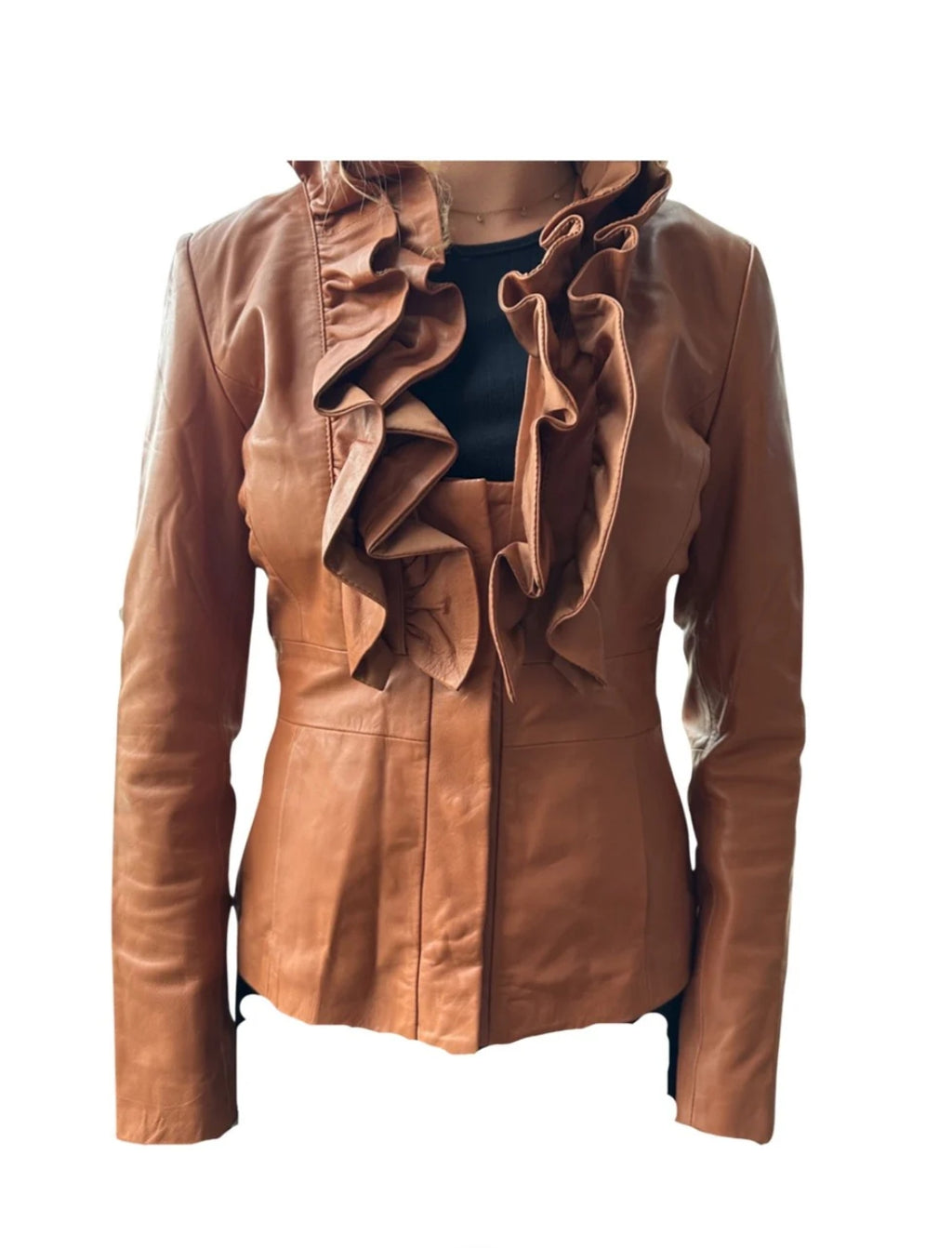 Skindjakke med flæsedetaljer – Onstage