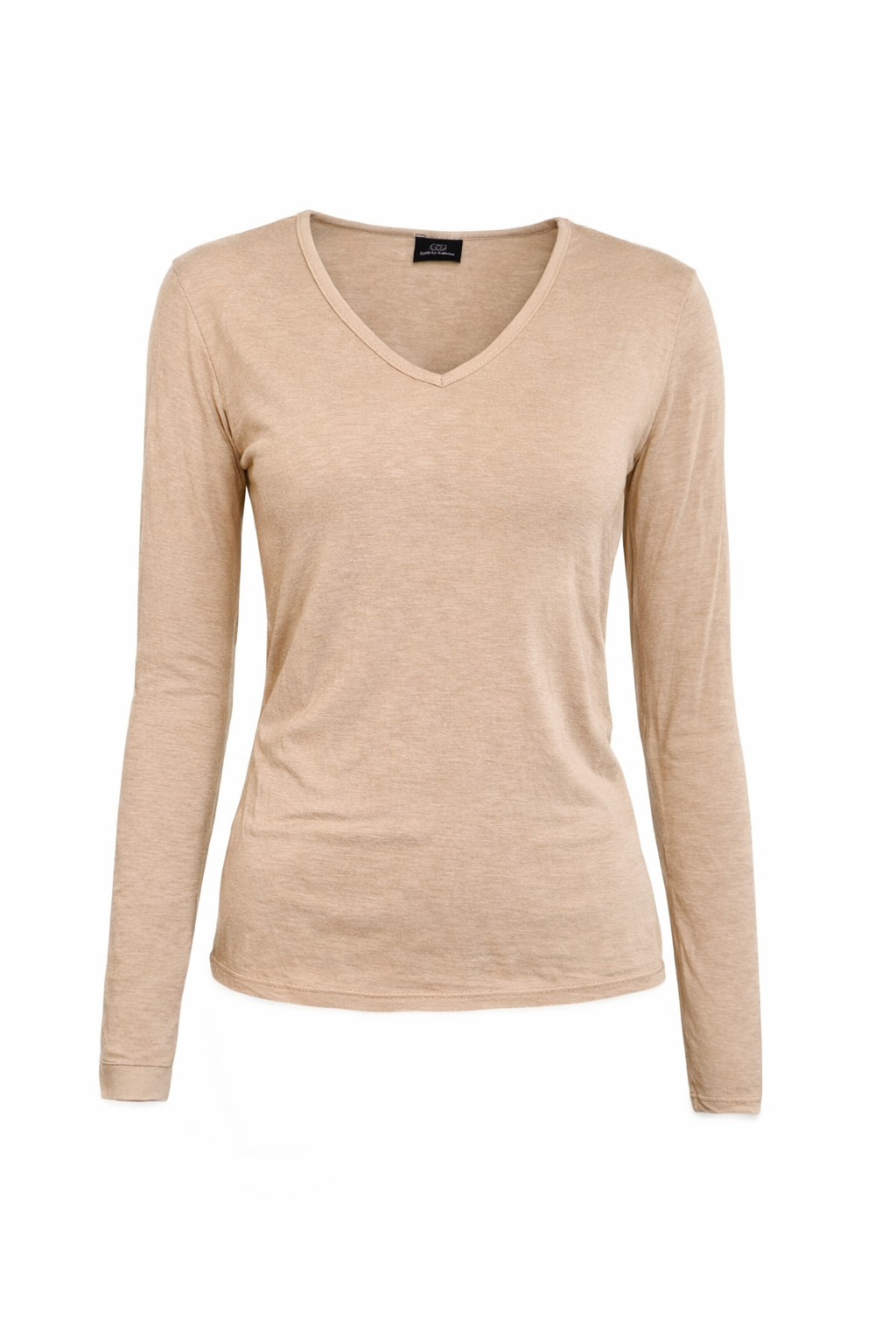 V-neck Basic Bluse, Beige, i Viscose Cashmere | Made by Andersen
